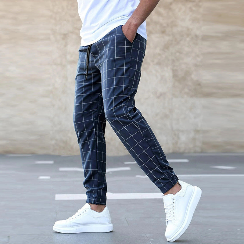 🧵 Men's Fashion Plaid Print Drawstring Trousers FitiqueFit