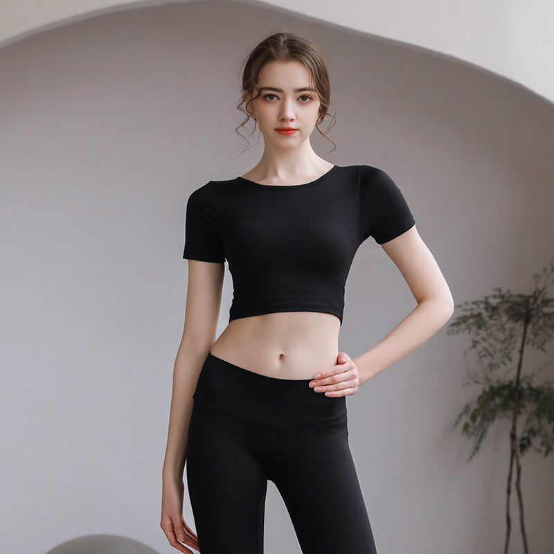 Tight Fit Yoga Top With Chest Pad Beauty Back Breathable - FitiqueFit