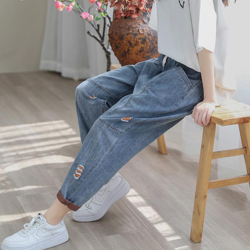 Women's Summer Fashion Ripped Ninth Jeans CJ US