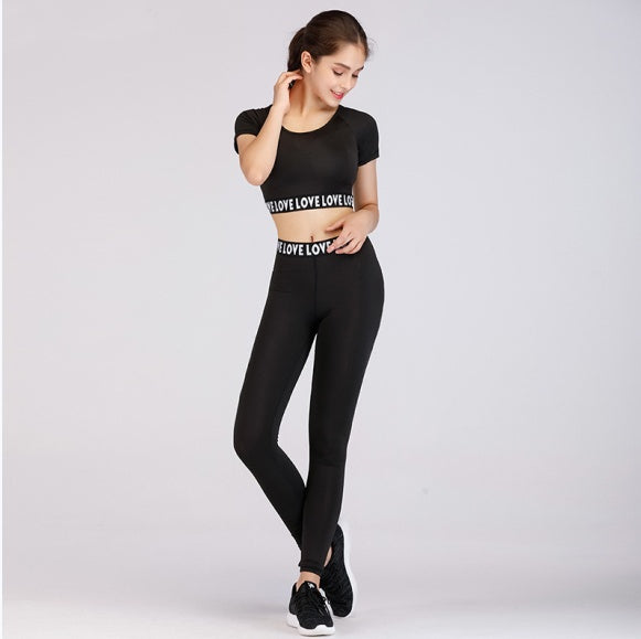 Printed navel short-sleeved quick-drying dance dress FitiqueFit