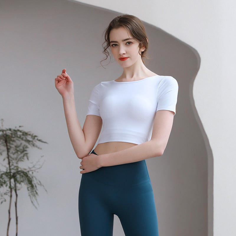 Tight Fit Yoga Top With Chest Pad Beauty Back Breathable - FitiqueFit