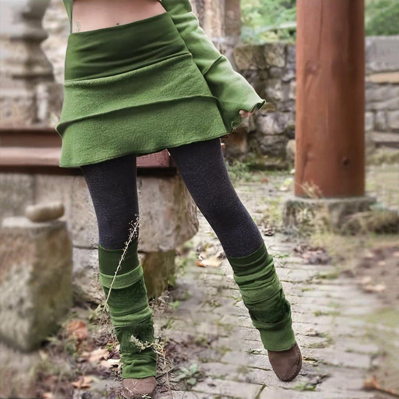 Women's Color Block Asymmetrical Skort With Contrast Panels - Comfortable Fashion Leggings For Spring&Fall CJ US