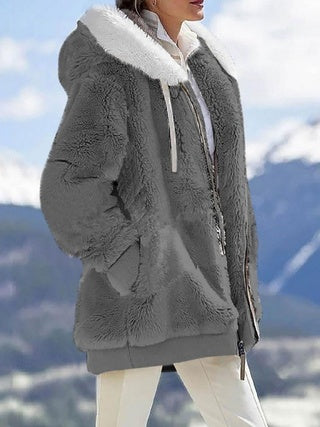 Plush Hooded Jacket – Oversized Fleece Zip-Up with Pockets CJ US