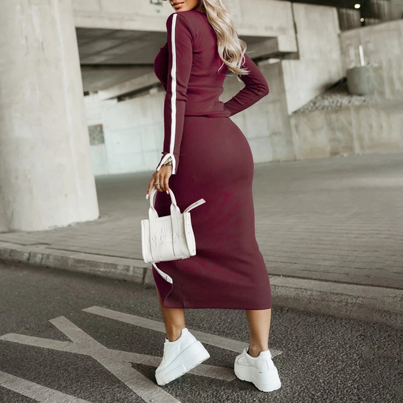 “2-Piece Skirt Set: Long Sleeve Sweatshirt + Midi Skirt” CJ US