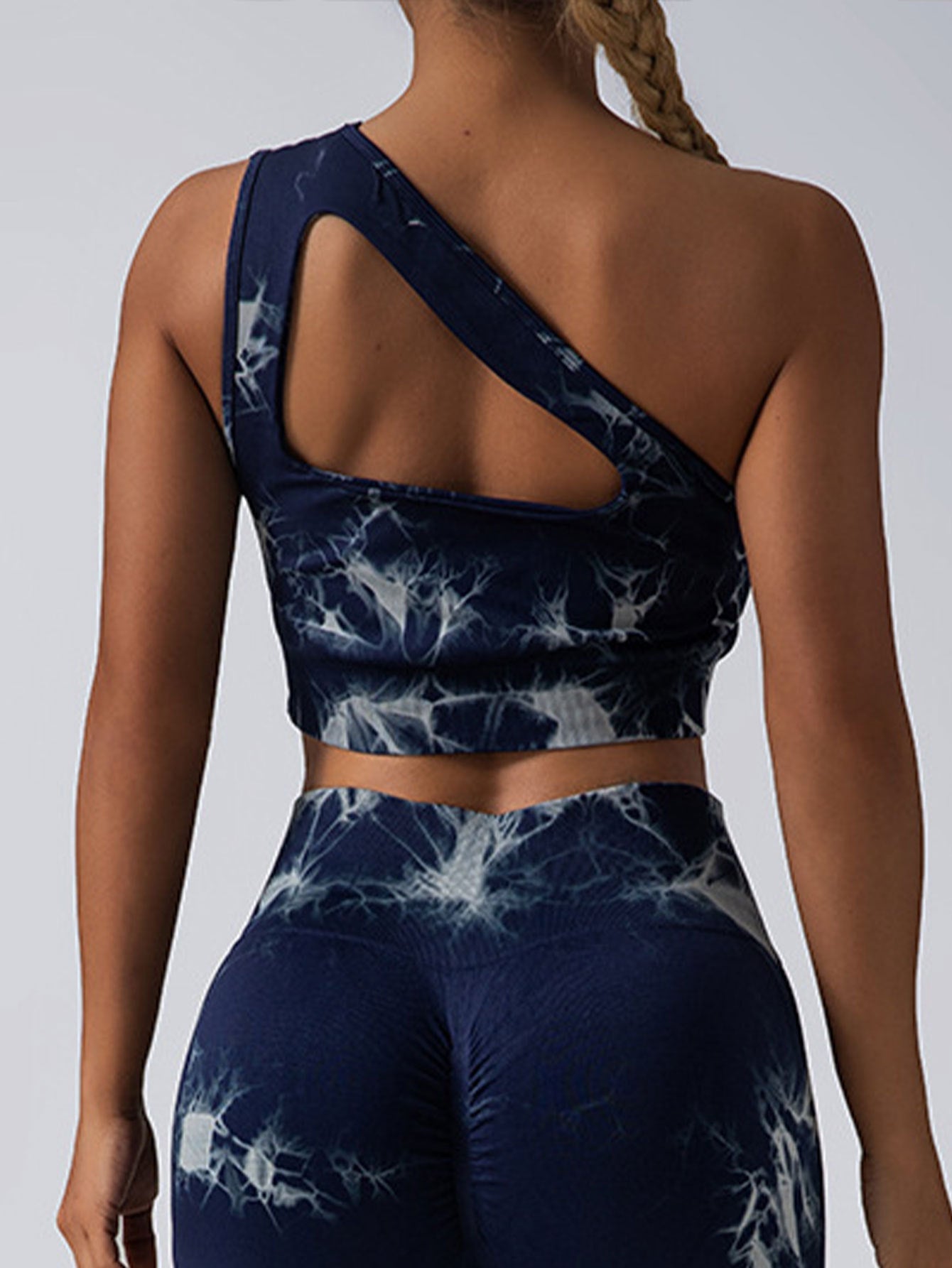 Seamless One-Shoulder Bra & Scrunch Leggings Set - High Waisted Yoga Pants FitiqueFit