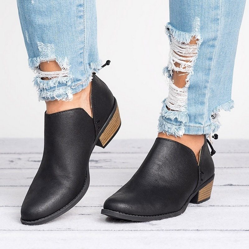 Autumn Women Shoes Retro High Heel Ankle Boots CJ US