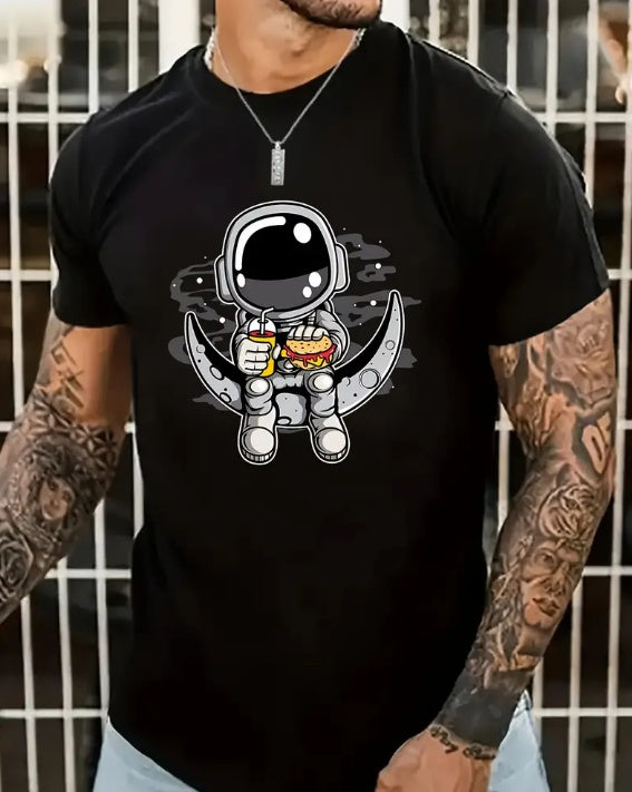 Cartoon Astronaut T-Shirt for Men – Casual Summer Streetwear Tee CJ US