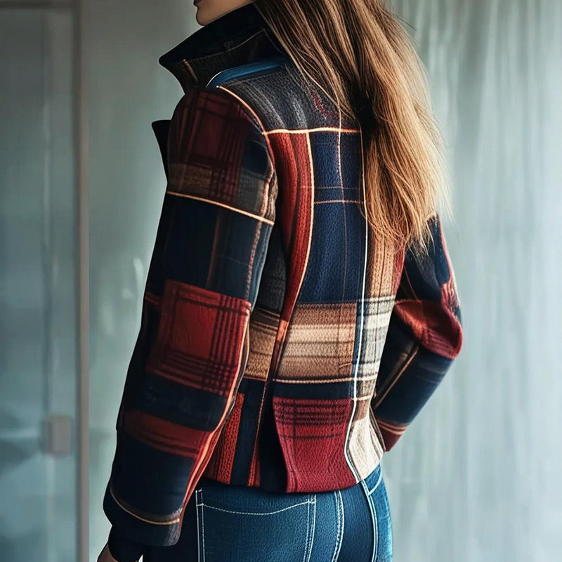 Vintage Women's Blazer With Stand Collar & Single Row Buttons Tailored Jacket For Autumn Winter Casual And Office Wear CJ US