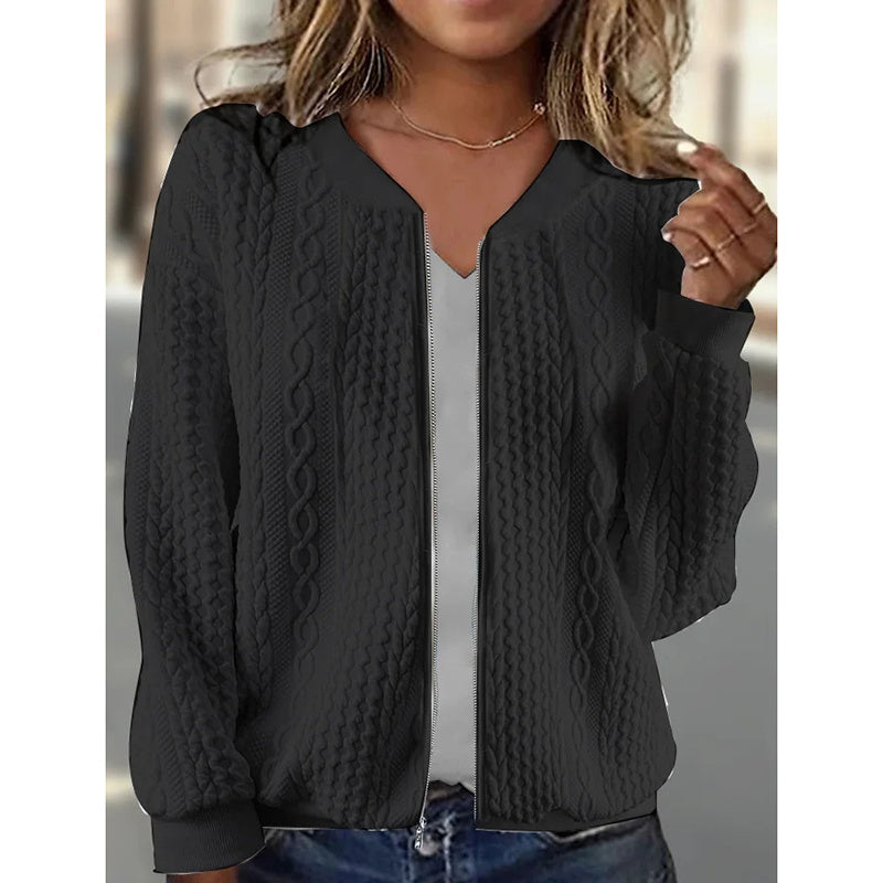 Bomber Jackets For Women Cute Jacquard Coats Lightweight Zip Up Jackets CJ US