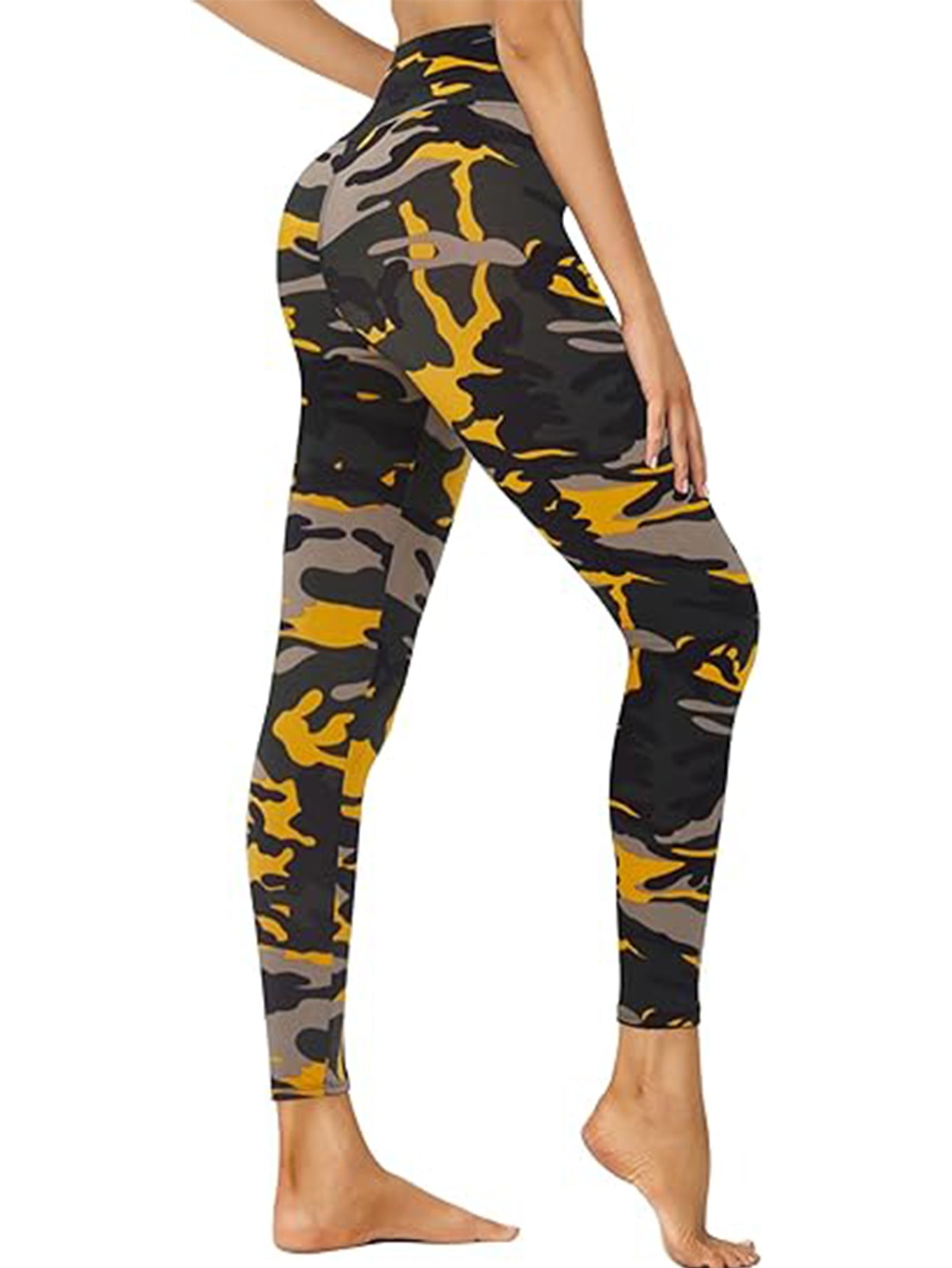Cropped High-Waisted Leggings – Camouflage Print Workout Pants CJ US