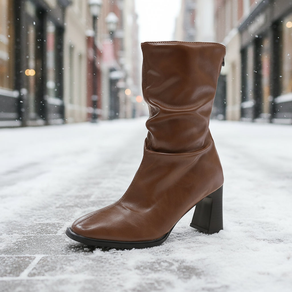 Large Size Women's Autumn And Winter High Heel Plus Fat Botton Width Ankle Boots CJ