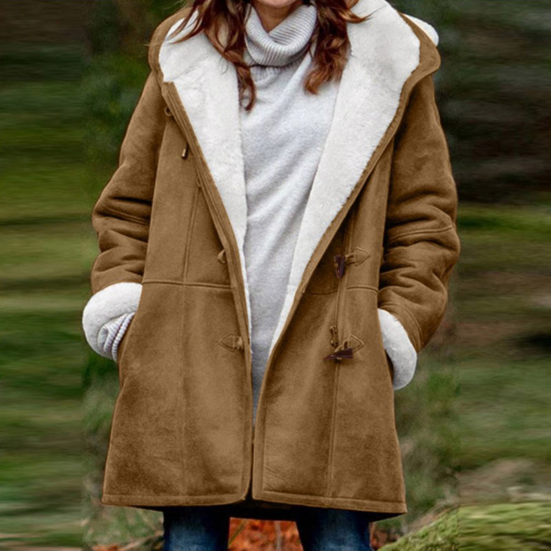 Winter Jackets For Women Sherpa Lined Jacket Women Duffle Toggle Coat Hooded Fleece Jacket CJ US