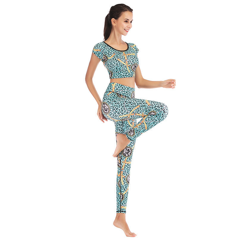 Printed navel short-sleeved quick-drying dance dress FitiqueFit