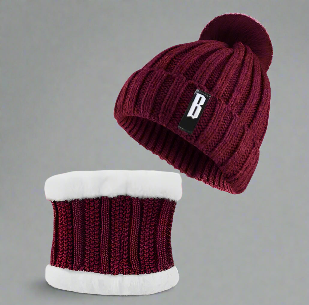 Winter Beanie Hat Scarf Set Women Warm Knitting Skull Cap CJ US