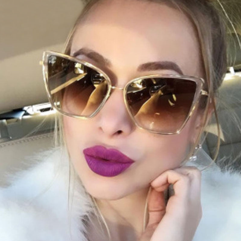 Big Cat Eye Sunglasses Women Black Mirror Sun Glasses eprolo