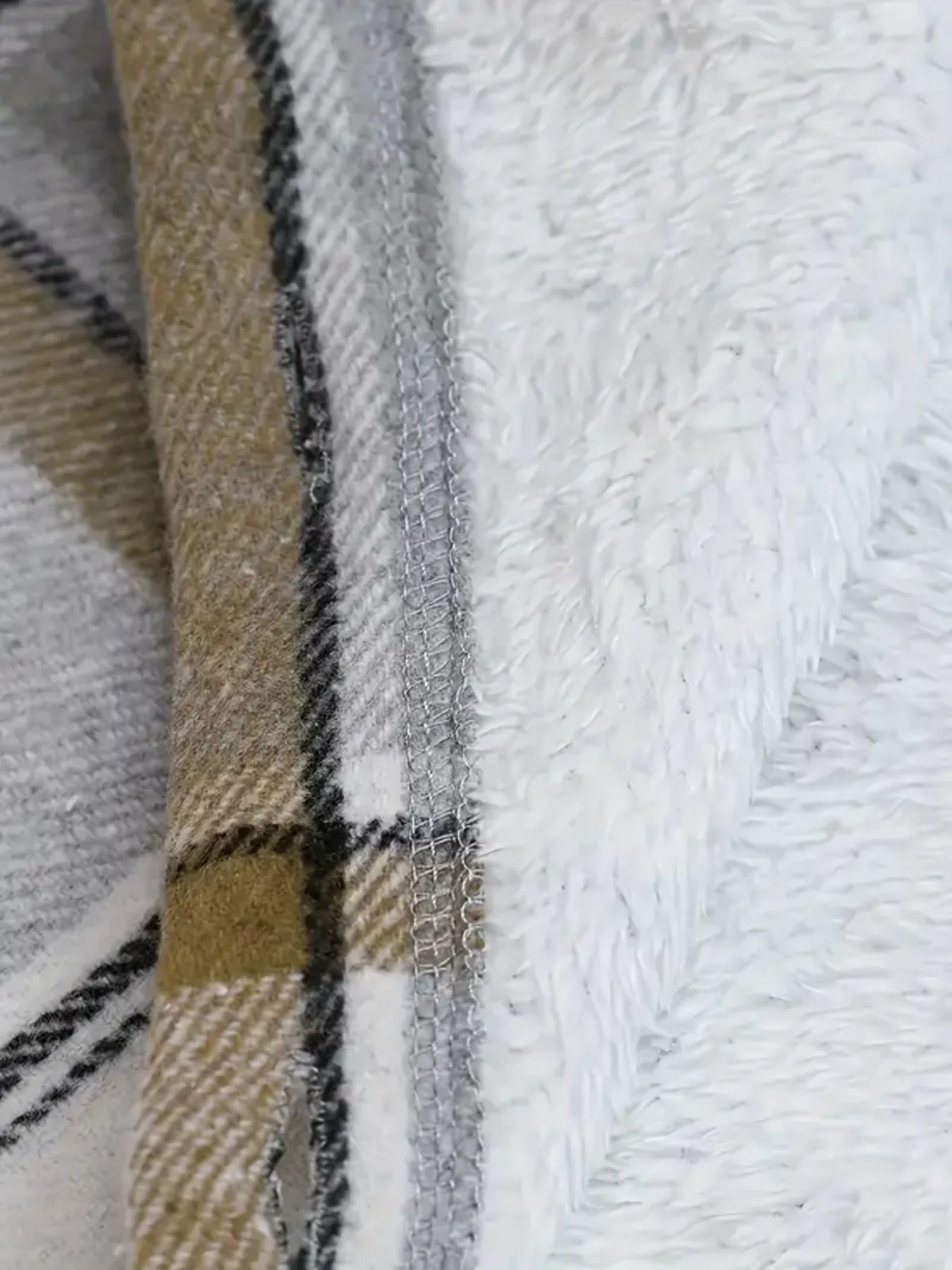 New Plaid Pattern Long Sleeved Hook And Loop Wool Lined Hooded Jacket For Warmth, Women's Plaid Hooded Drawstring Jacket, Single Breasted Closure, Comfortable And Casual CJ US