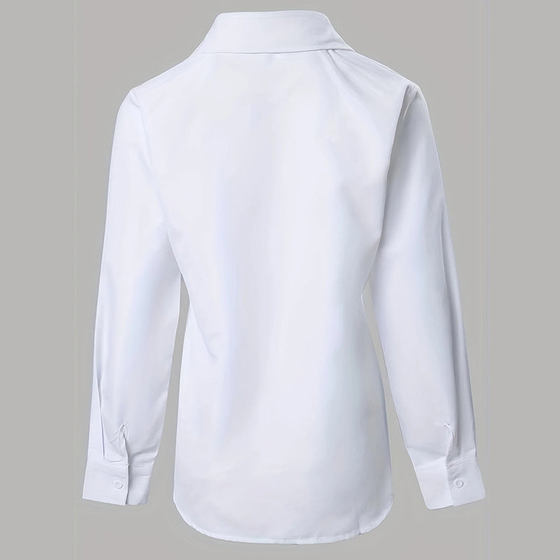 Women’s Contrast Lace Long-Sleeve Button‑Down Blouse CJ US