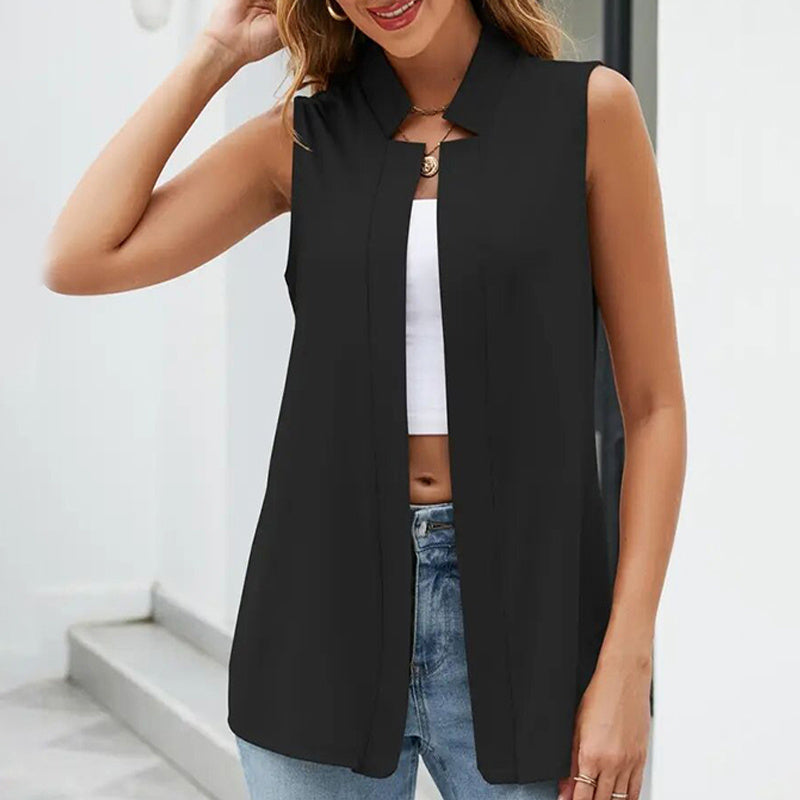 Women’s Sleeveless Stand-Collar Vest Cardigan CJ US