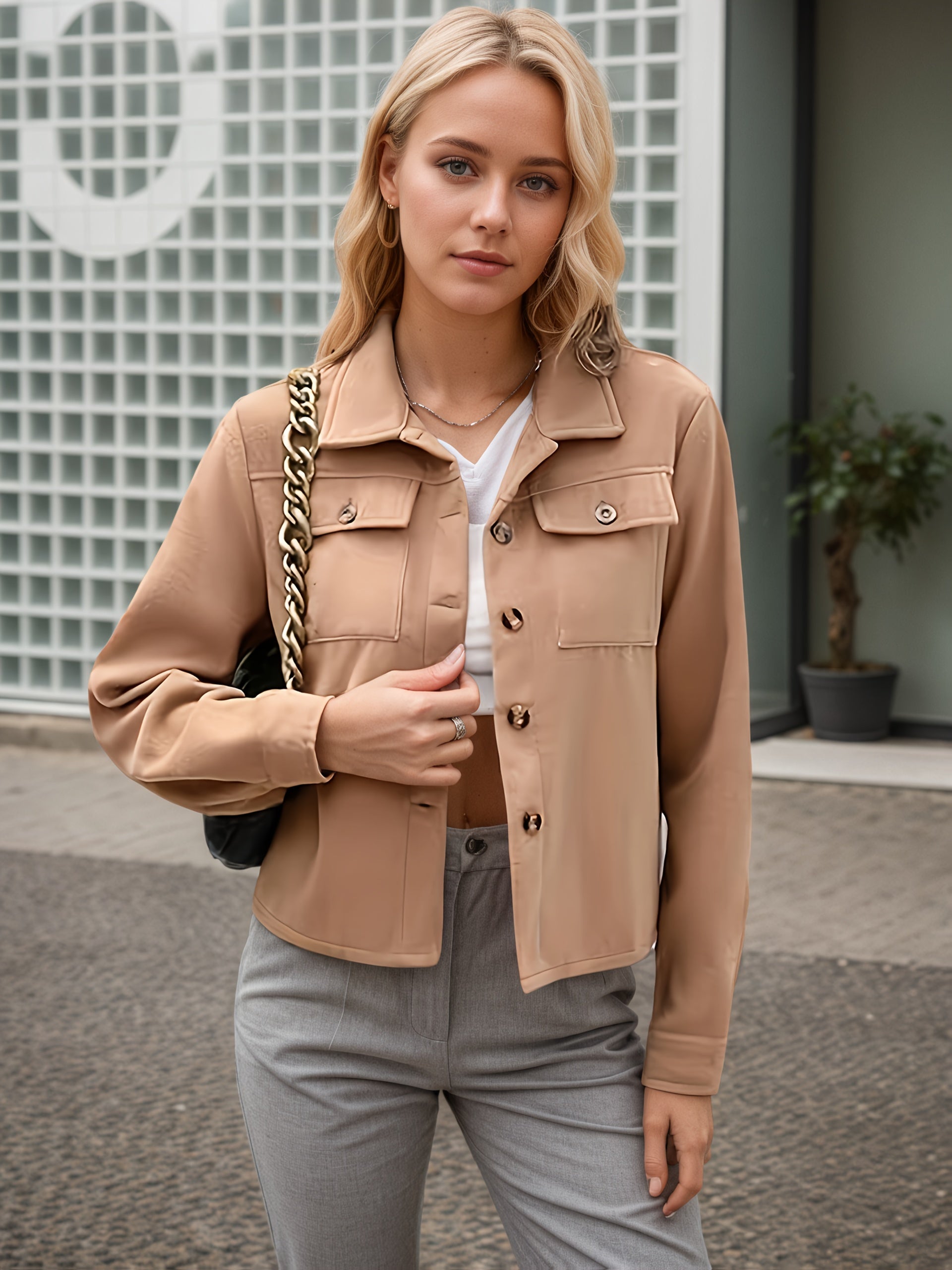 Women's Plus Size New Fashionable Flannel Short Jacket Fashion 2025 Autumn Top CJ US