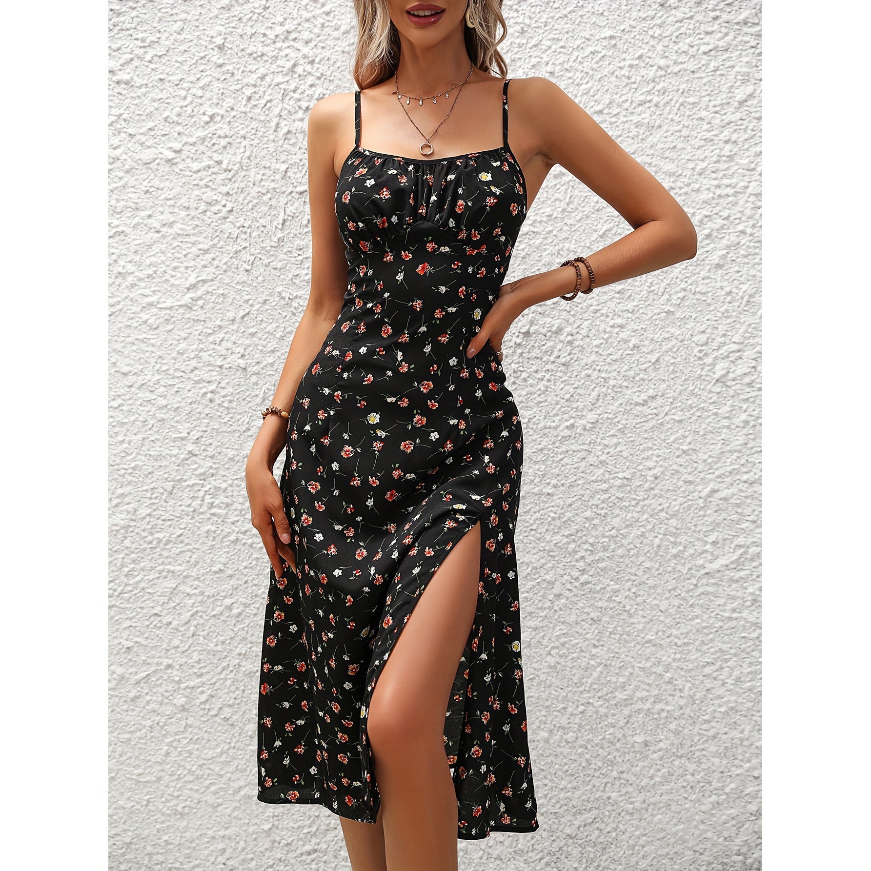 🌸 Women's Polka Dot Suspender Maxi Dress – Summer Elegance with a Flirty Twist FitiqueFit