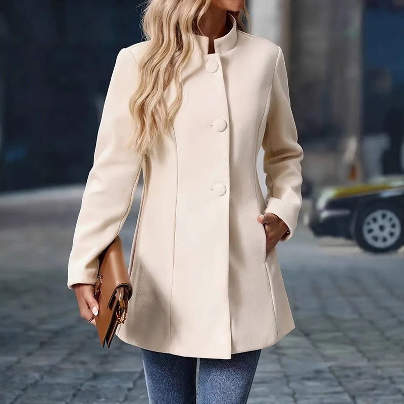 Womens Elegant Single Breasted Coat Long Sleeve Mid Winter Overcoat Work Office Coats CJ US