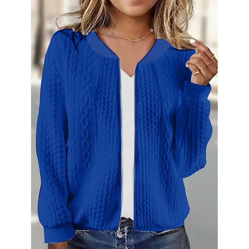 Bomber Jackets For Women Cute Jacquard Coats Lightweight Zip Up Jackets CJ US