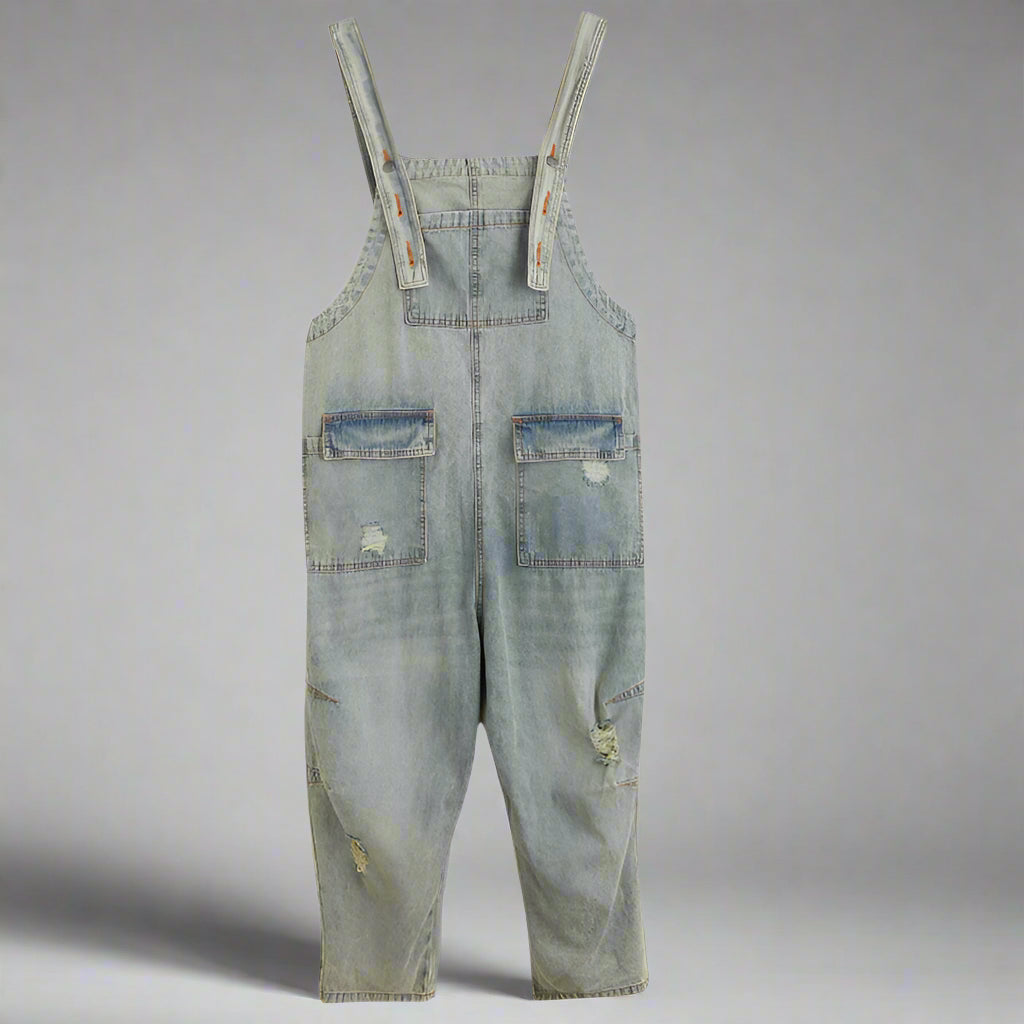 Women's Summer Retro Nostalgic Ripped Denim Overalls CJ US