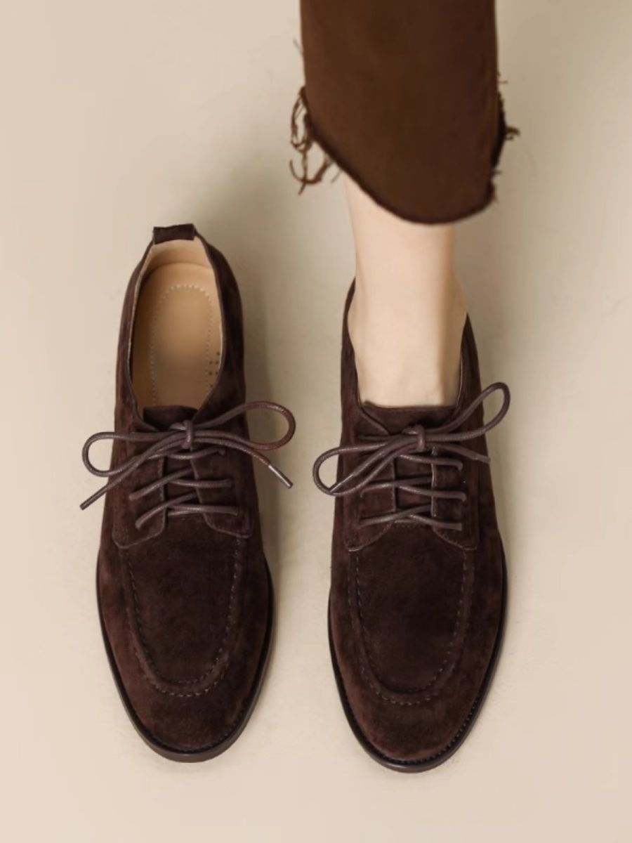 Women’s Retro Deep-Mouth Lace-Up Loafers – Vintage-Inspired Pumps CJ