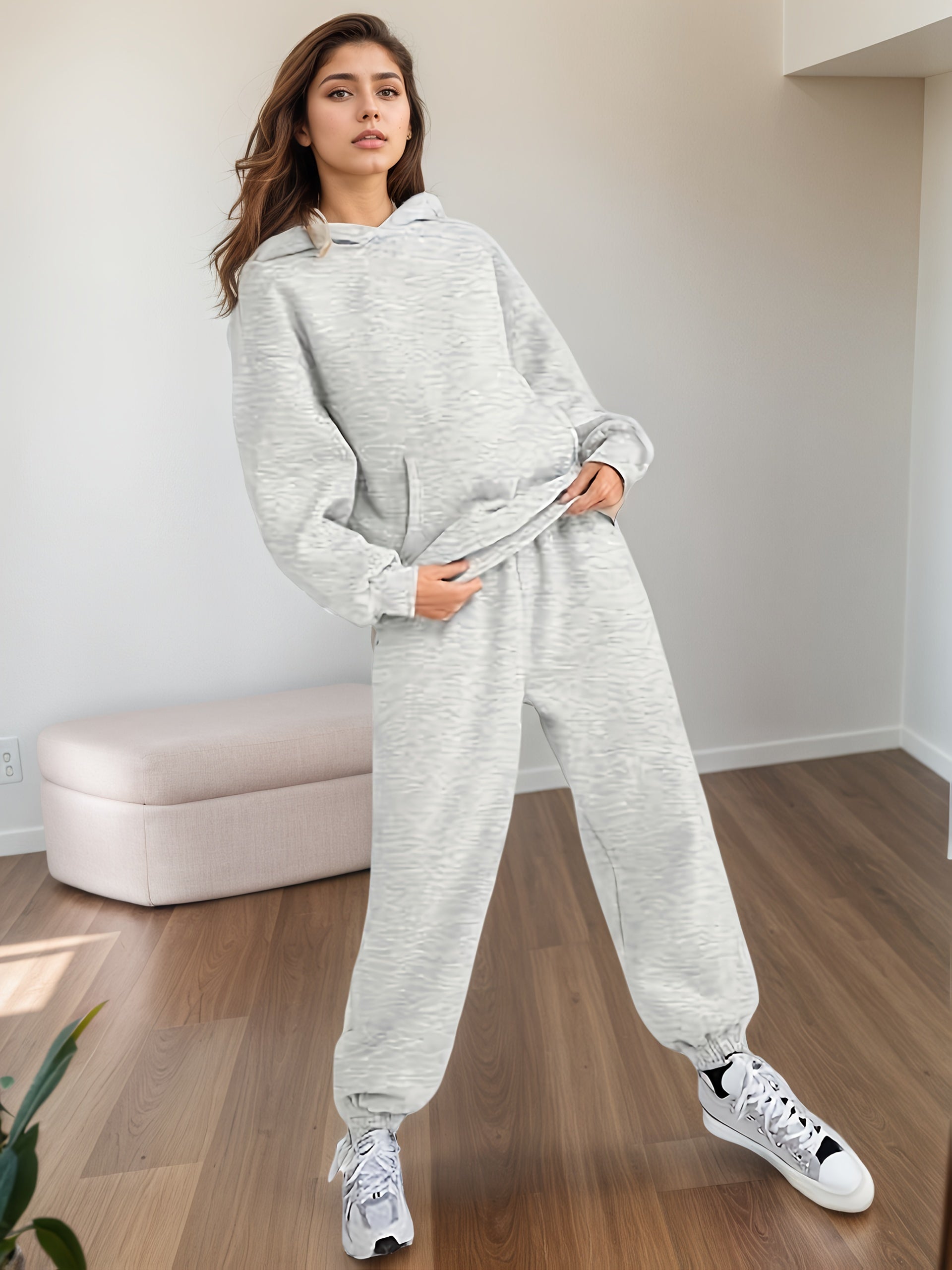 Women’s Plus Size Lounge Set – Oversized Hoodie & Baggy Sweatpants with Pockets CJ US