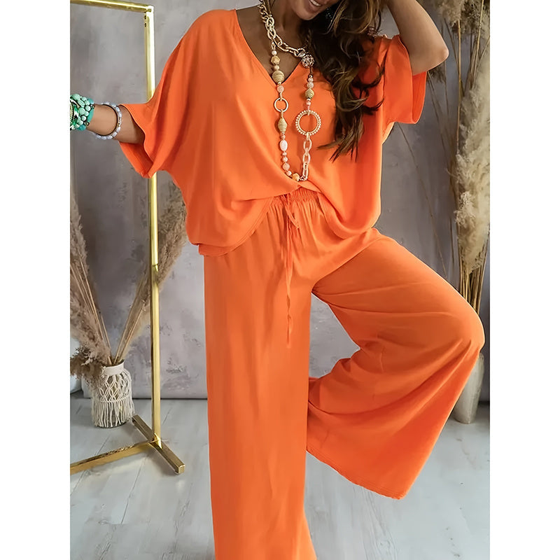 Women’s Lounge Set with Wide Leg Pant CJ