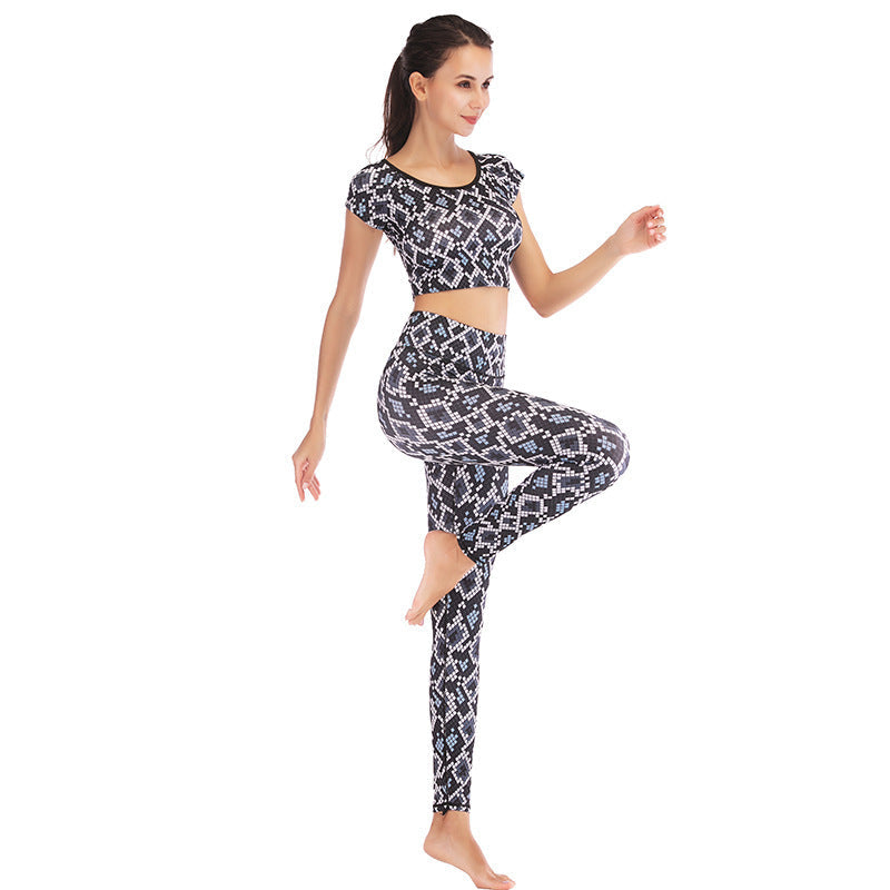 Printed navel short-sleeved quick-drying dance dress FitiqueFit