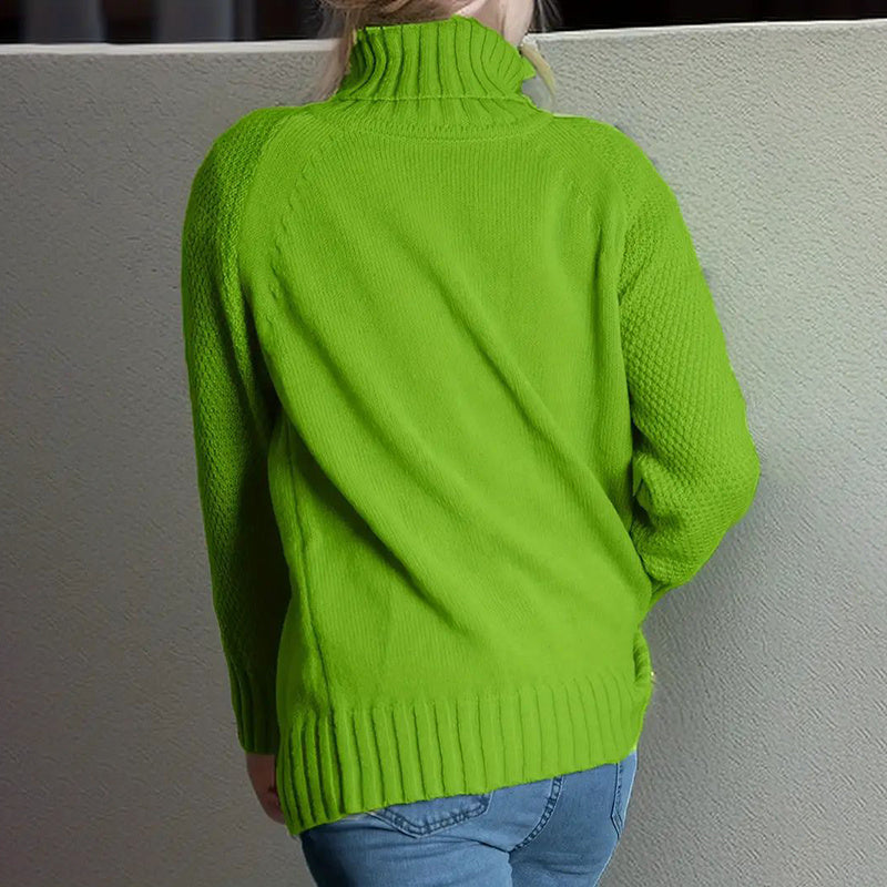 Women’s Mock Turtleneck Sweater – Loose Fit Knit Pullover, Long Sleeve Fall Fashion CJ US