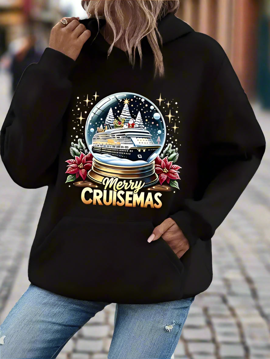 Women’s Christmas Cruise Hoodie – Festive Snow Globe Pullover Sweatshirt CJ US