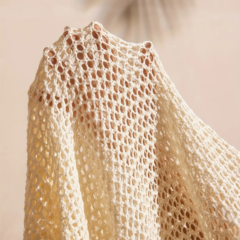 Women's Elegant Crochet Cardigan - Long Sleeve Open Front Vibrant Color Block Coat CJ