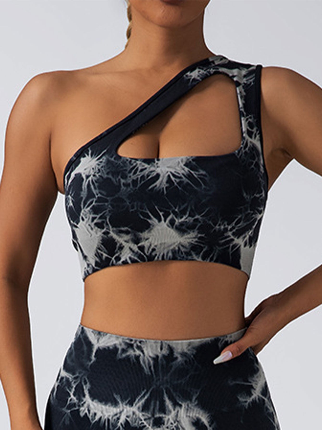 Seamless One-Shoulder Bra & Scrunch Leggings Set - High Waisted Yoga Pants FitiqueFit