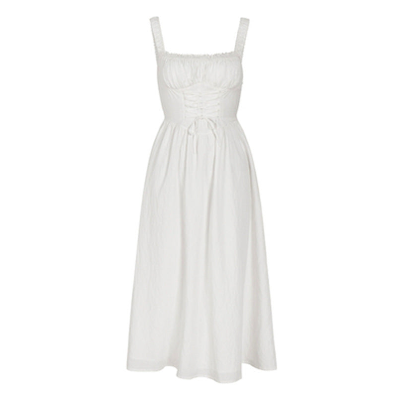 French Retro Square Collar Sling Dress CJ