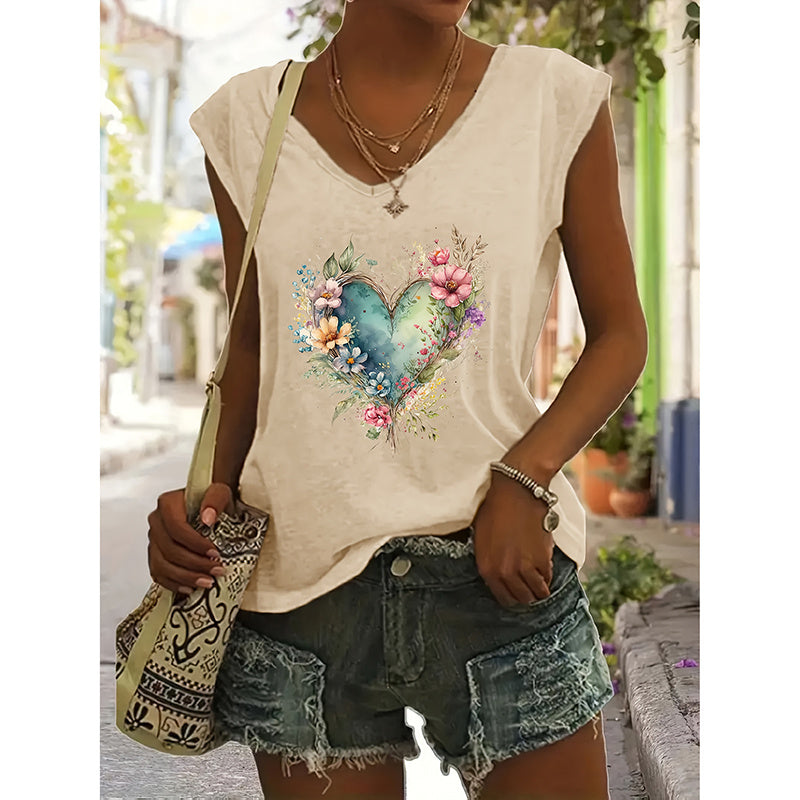 2-Pack Wildflowers Graphic Print V-Neck Tee Tops CJ