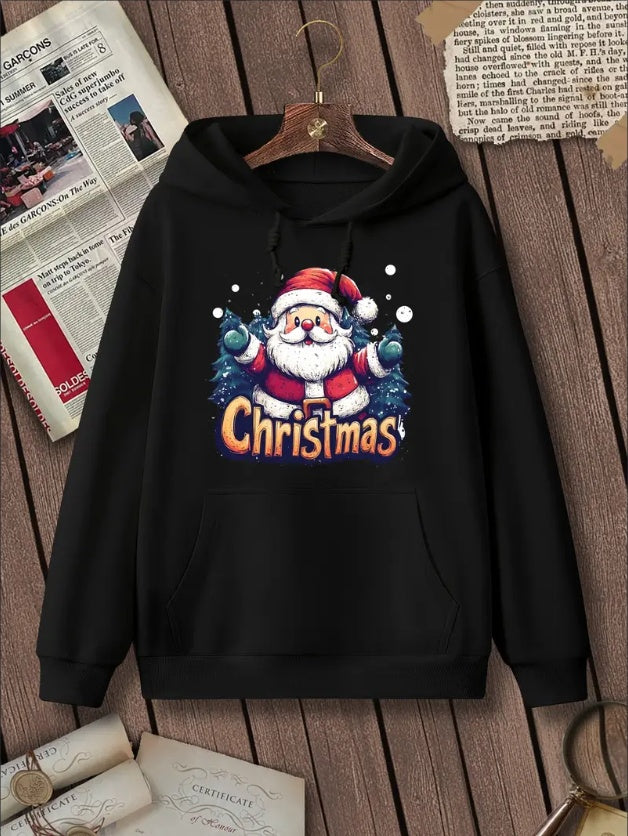 Kawaii Santa Hoodie – Women’s Graffiti Christmas Sweatshirt CJ US