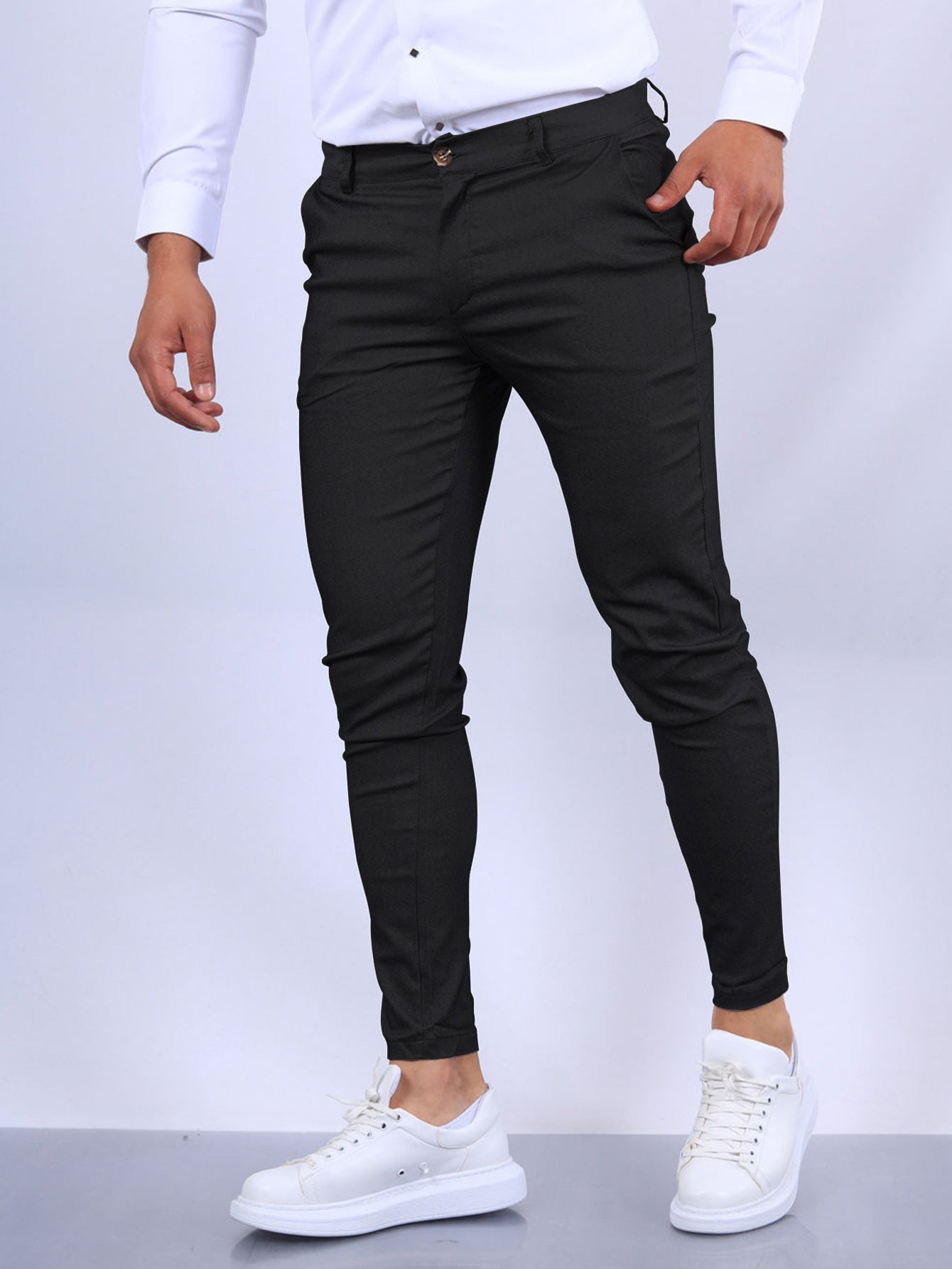 👔 Men's Slim Fit Button Trousers – Versatile Office & Casual Wear FitiqueFit