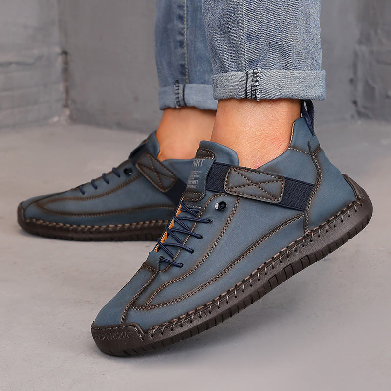 Women’s Color Matching Leather Boots – Outdoor Casual Fashion Footwear CJ