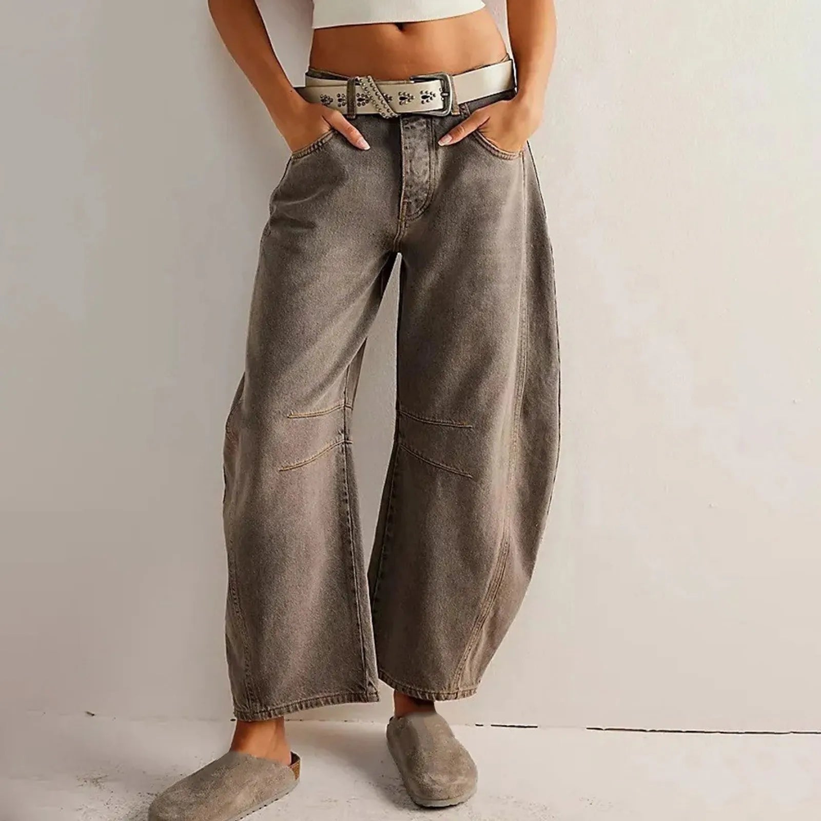 👖 Women's Y2K Baggy Mid-Waist Wide-Leg Jeans – 90s Streetwear Vibe FitiqueFit
