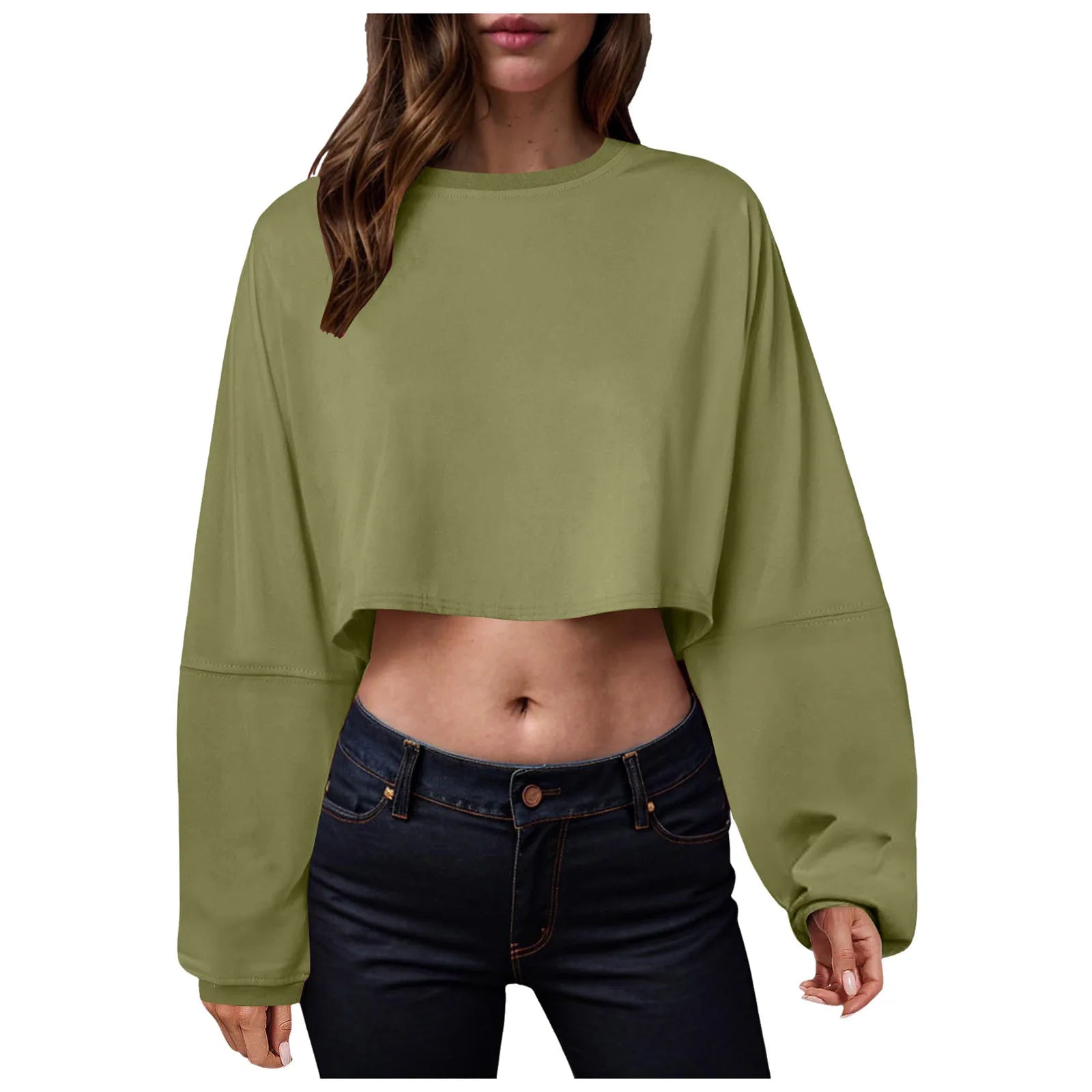 🧘♀️ Women’s Long Sleeve Loose-Fit Crop Top FitiqueFit