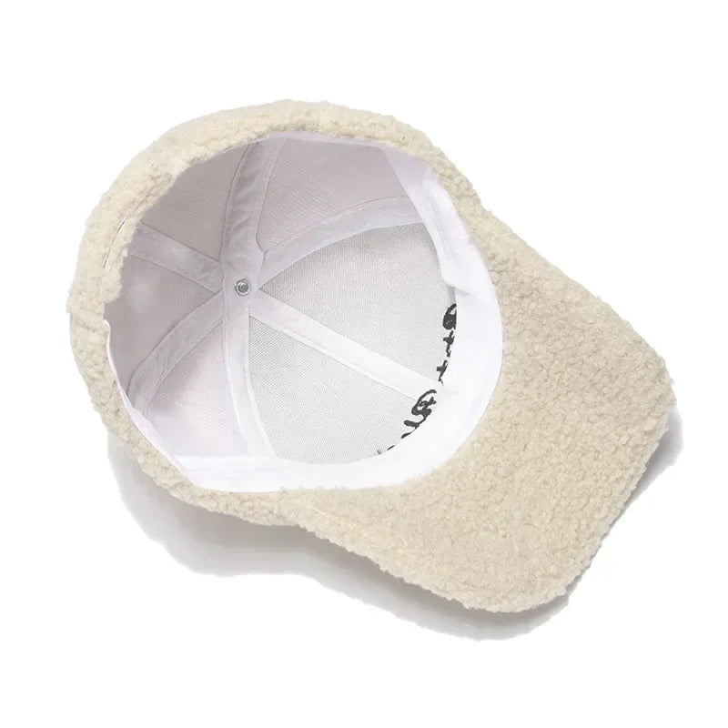 New Lamb Wool Hat for Women Autumn and Winter Korean Style Warm Sun Hat Plush Baseball Cap Winter Baseball Cap FitiqueFit