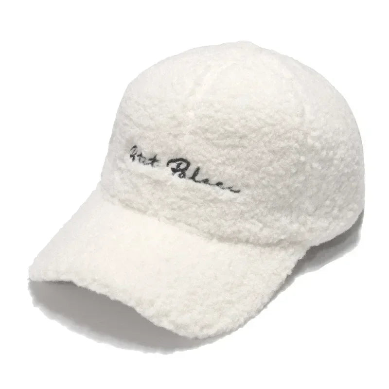 New Lamb Wool Hat for Women Autumn and Winter Korean Style Warm Sun Hat Plush Baseball Cap Winter Baseball Cap FitiqueFit