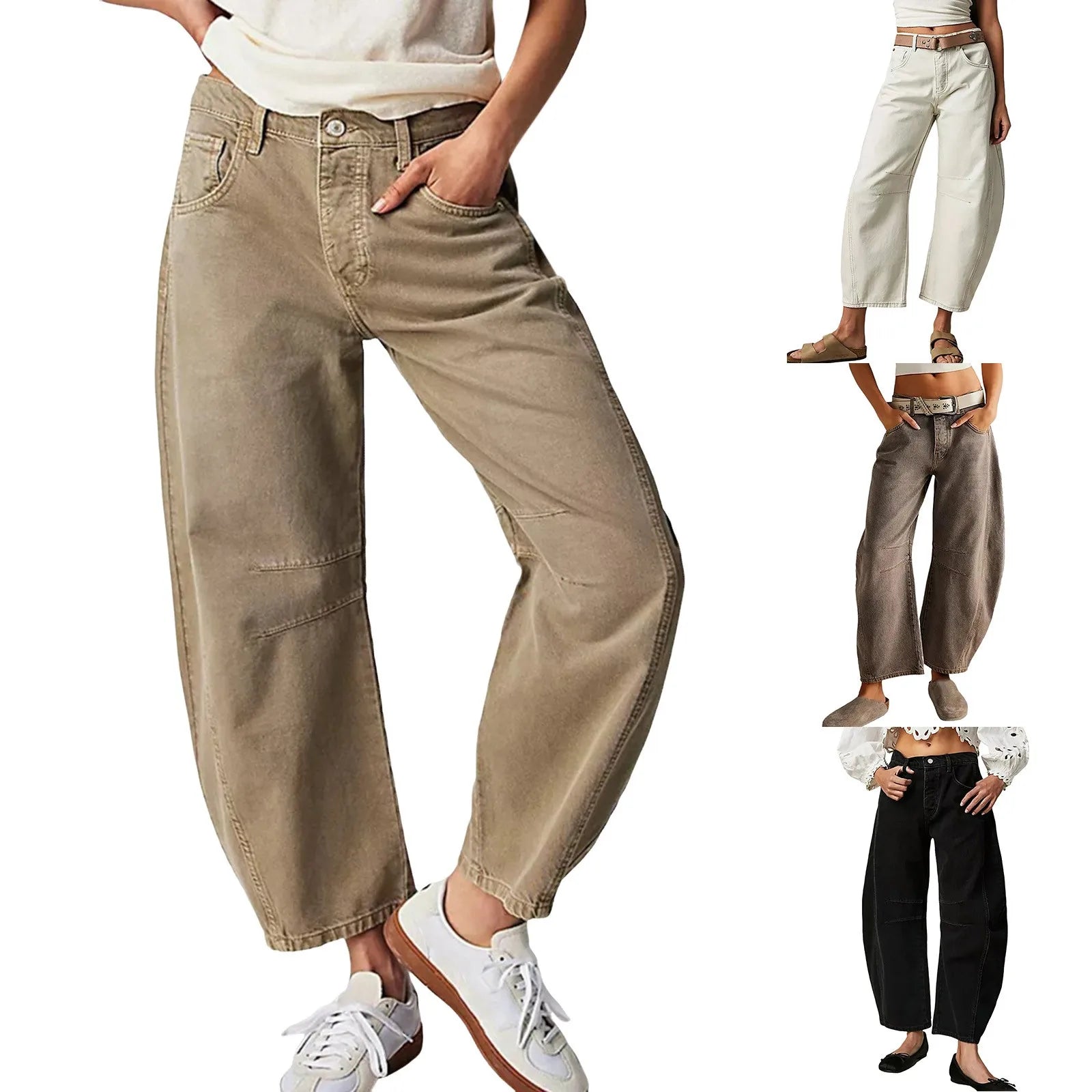 👖 Women's Y2K Baggy Mid-Waist Wide-Leg Jeans – 90s Streetwear Vibe FitiqueFit