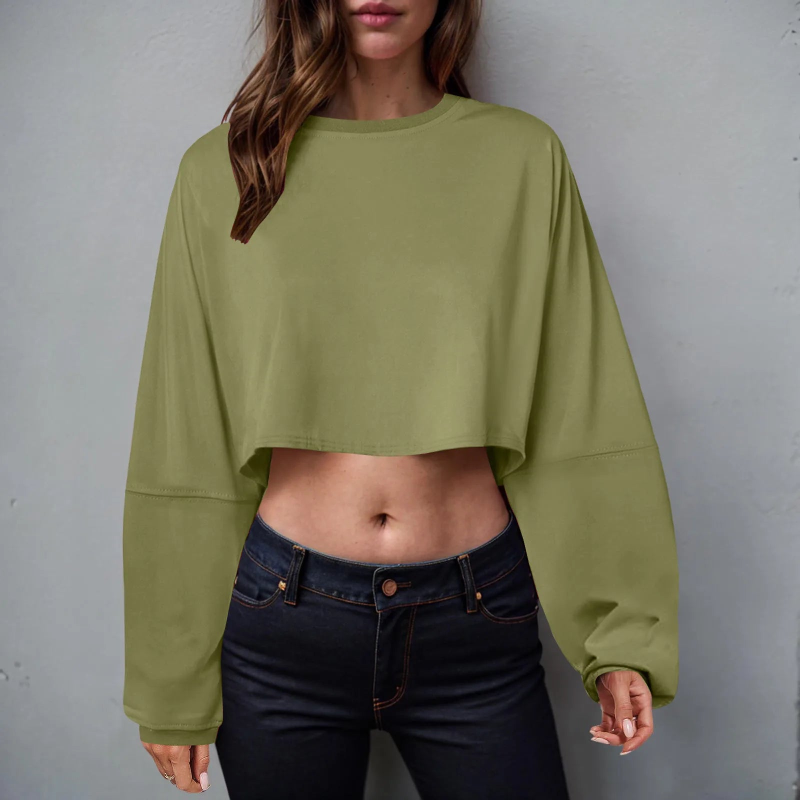 🧘♀️ Women’s Long Sleeve Loose-Fit Crop Top FitiqueFit