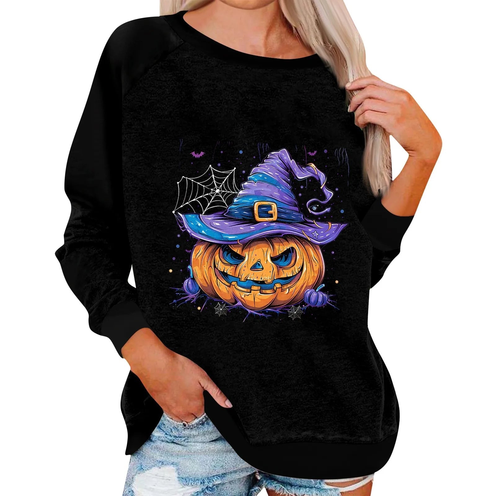 🎃 Vintage Pumpkin Print Long Sleeve T-Shirt – Harajuku Halloween Graphic Tee FitiqueFit