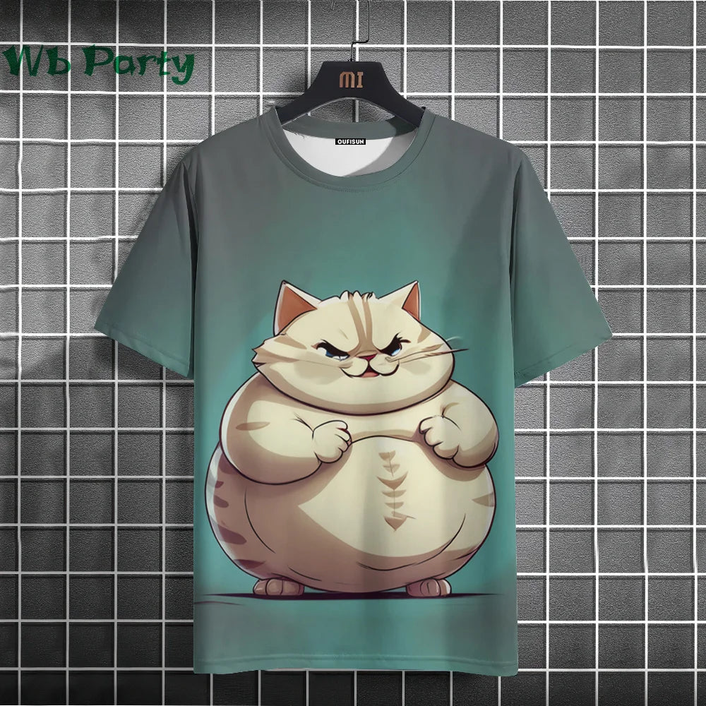 Cat Print T-shirts for Men - Y2K Graphic T-Shirt FitiqueFit