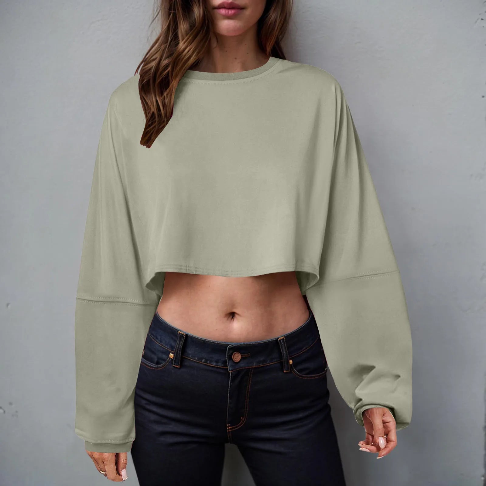 🧘♀️ Women’s Long Sleeve Loose-Fit Crop Top FitiqueFit