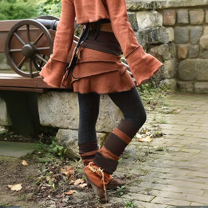 Women's Color Block Asymmetrical Skort With Contrast Panels - Comfortable Fashion Leggings For Spring&Fall CJ US